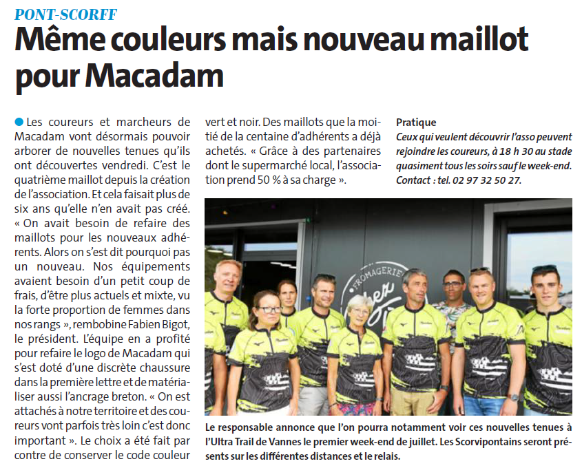2023-06-20, Article Le Télégramme, nouveau maillot Macadam